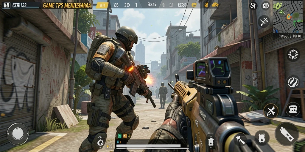 Screenshot CERI123 menampilkan aksi mendebarkan dalam pertempuran TPS.