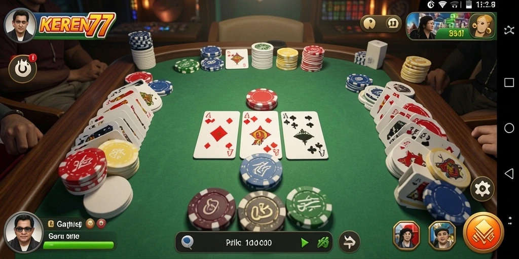 Screenshot gameplay seru KEREN77 menampilkan aksi domino yang mendebarkan.